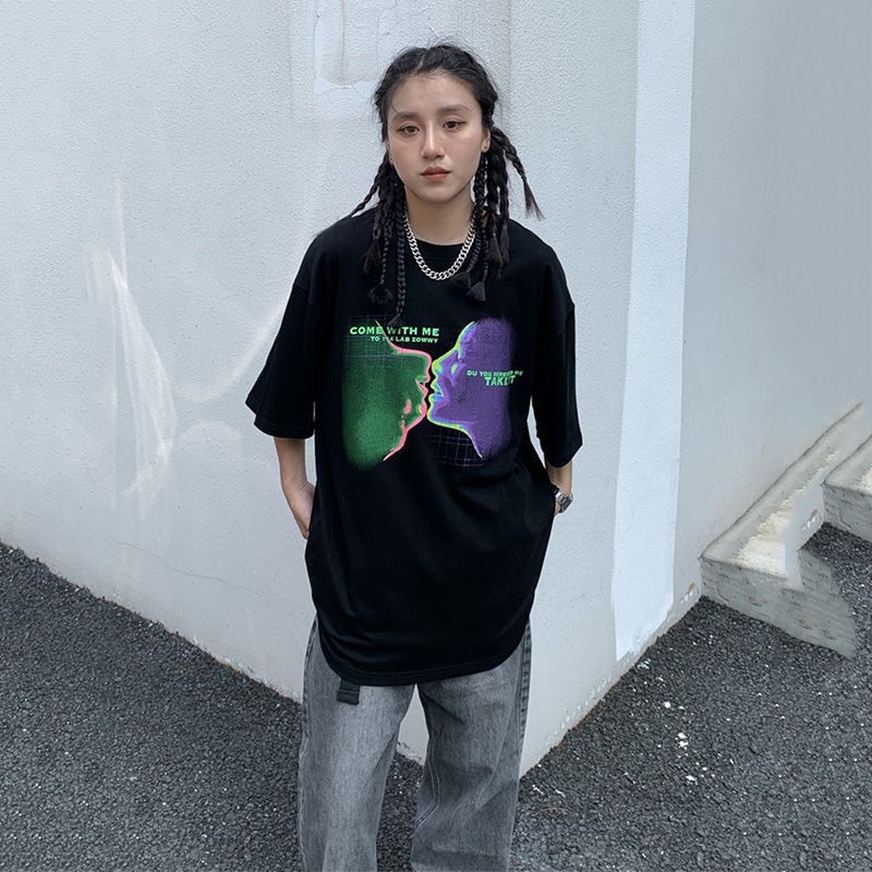 Áo Thun Tay Ngắn Dáng Rộng Phong Cách Harajuku Cá Tính Cho Nữ