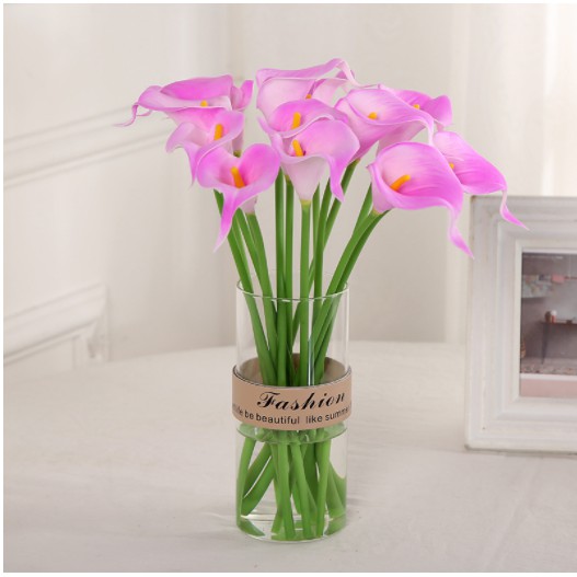 Hoa giả- hoa rum calla lily cao su mini  cao cấp cành dài 34 cm siêu đẹp