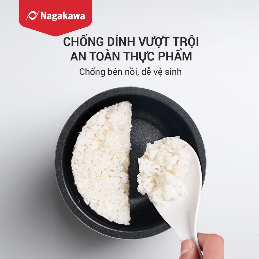 Nồi cơm điện cao tần Nagakawa NAG0140 (1.2L) - 12 chế độ nấu - Giảm tinh bột - Bảo hành 12 tháng