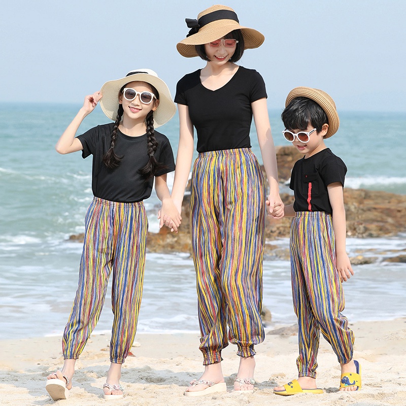 Set 3 Quần Cotton Mỏng Ống Rộng Chống Muỗi Thoáng Khí Kiểu Dáng Thời Trang