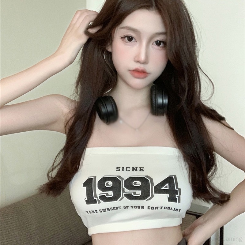 Áo Lót Croptop In Chữ Phong Cách Hàn Quốc Cho Nữ
