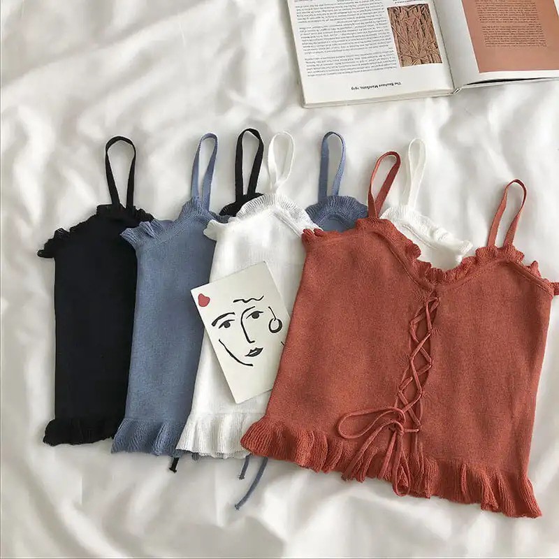 Áo yếm croptop nữ dây đan chéo chất mịn đẹp