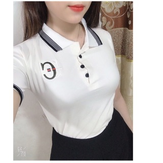 ÁO THUN NỮ CÓ CỔ VIỀN NÚT