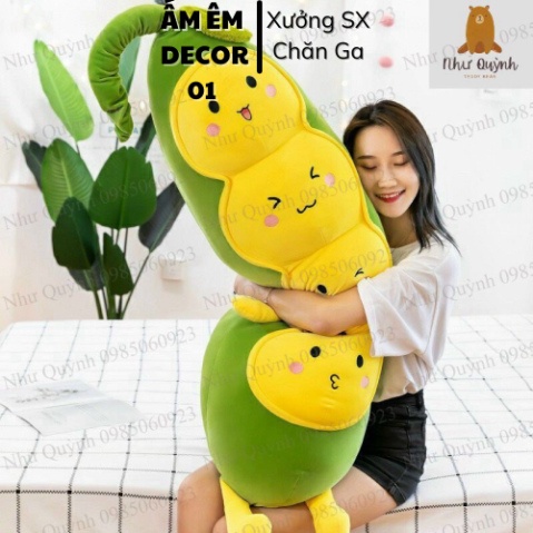 Gối Ôm Gấu Bông Sâu Đậu Xanh Cao Cấp Đủ Size 75cm 1m1 1m6 - Xưởng Chăn Ga số 01