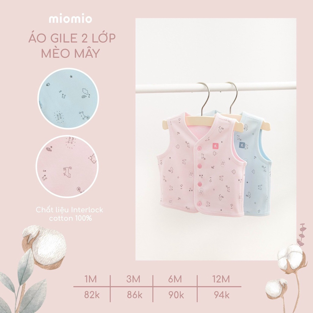 Áo Gile Mio 2 Lớp Cotton Mềm Mại Xinh Xắn, Áo ghi lê gile sơ sinh Thị Nắng Store