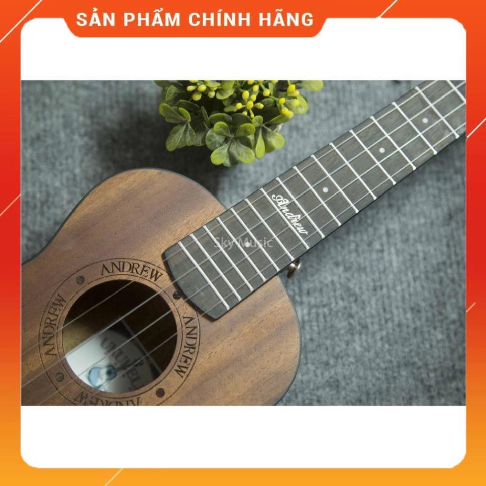 [Hàng chuẩn loại 1] Đàn Ukulele Concert 23inch Andrew Màu Gỗ Cổ Điển Siêu Xịn (Tặng Kèm Full Phụ Kiện)