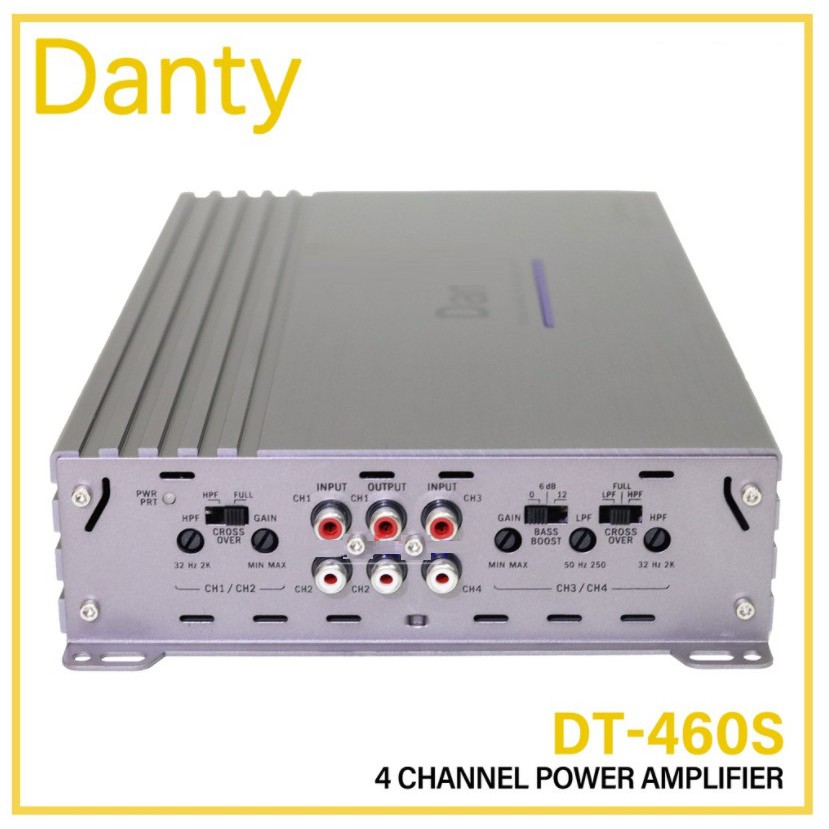 Âm li độ âm thanh ô tô DANTY DT-460S 4 kênh cổng đầu ra amplifier xe hơi