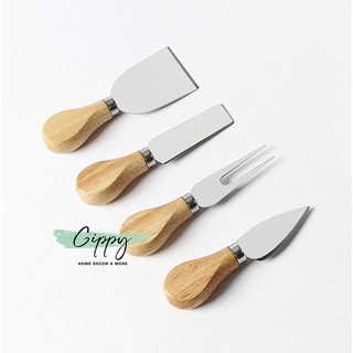 Dao cắt Phô mai mini tay cầm gỗ tiện dụng, bán theo bộ và bán lẻ - phụ kiện tiện ích - Gippy Decor