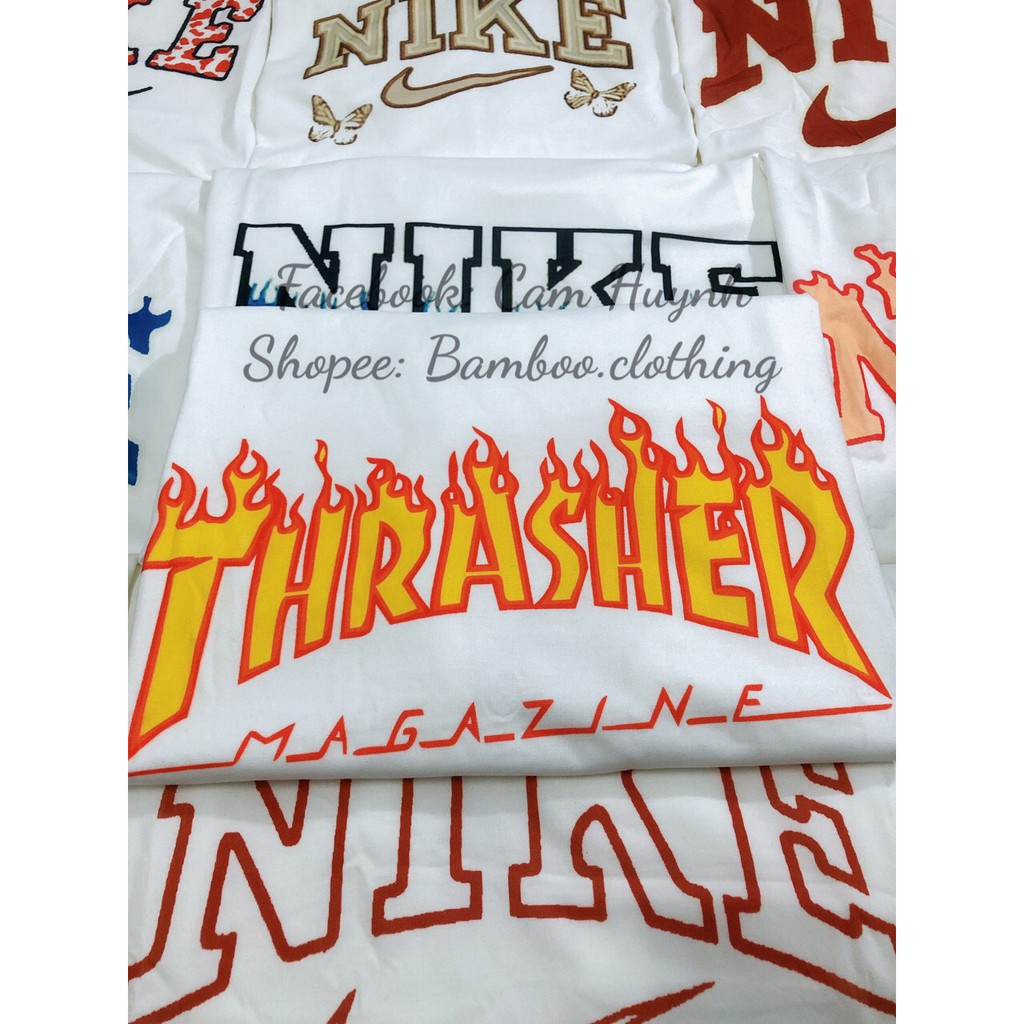 Mẫu Áo Phông Trắng Tay Lỡ In Logo Hiệu THRASHER Mùa Hè Ulzzang - Unisex Form Rộng | WebRaoVat - webraovat.net.vn