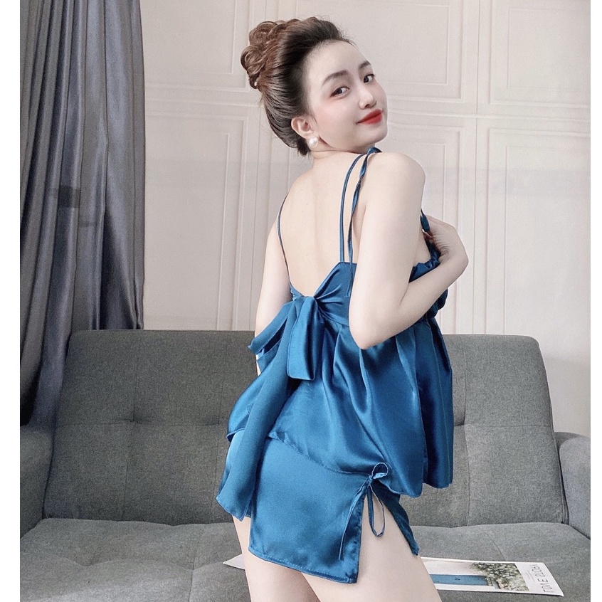 Đồ ngủ sexy /Set xếp ly ngực chất liệu lua satin cao cấp , freesize dưới 65 kg | BigBuy360 - bigbuy360.vn