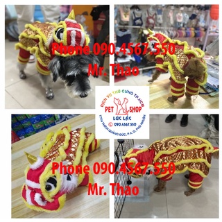 Áo quần con lân cho chó mèo , quần áo chó mèo có size 5xl cho pet khổng lồ.