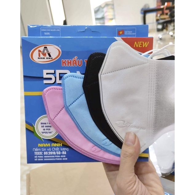 Khẩu trang 5D mask FAMAPRO công ty Nam Anh quai thun 3 lớp kháng khuẩn chính hãng