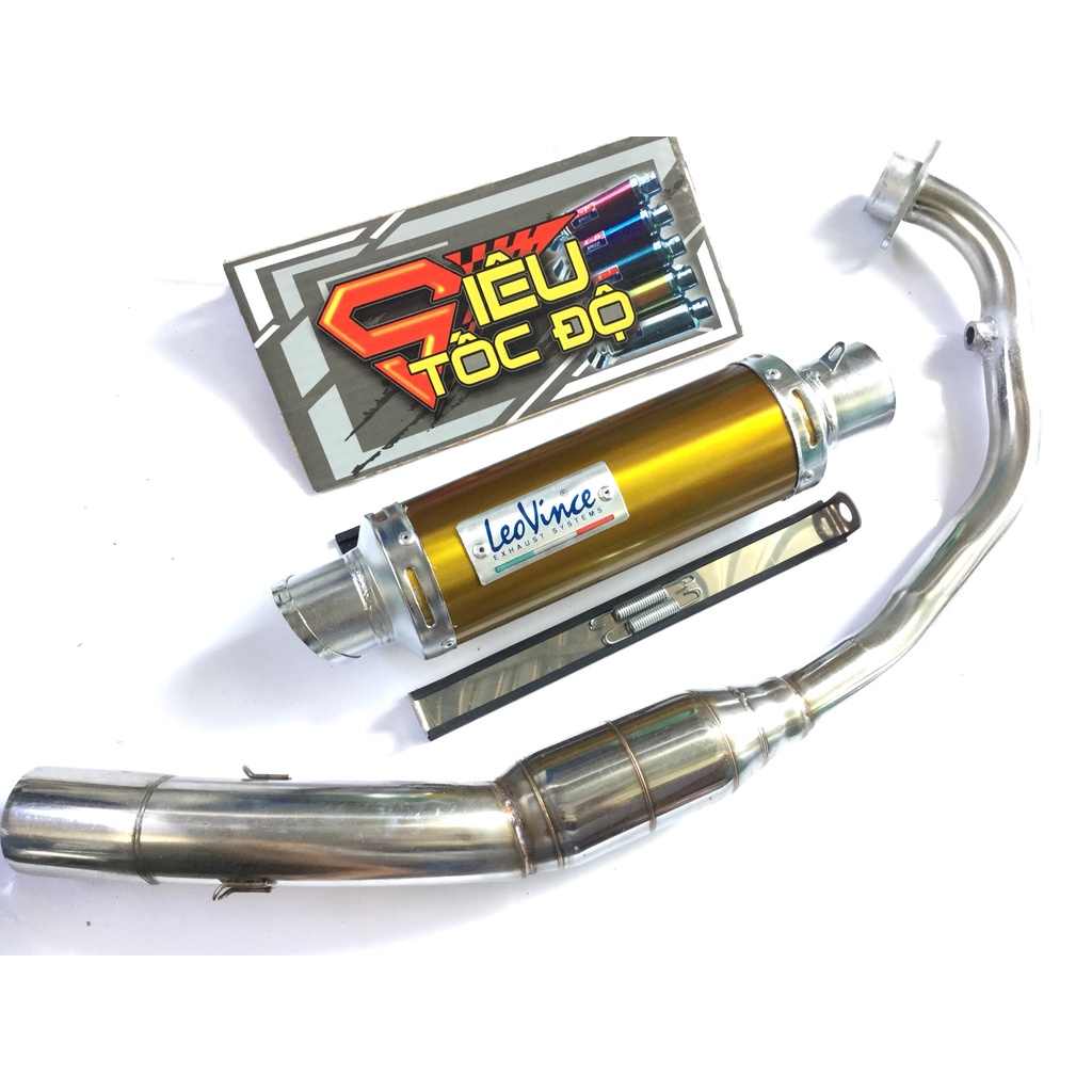 Pô leovince VÀNG cổ bầu hơi inox exciter, winer, sonic, raider, satria, gsx,....