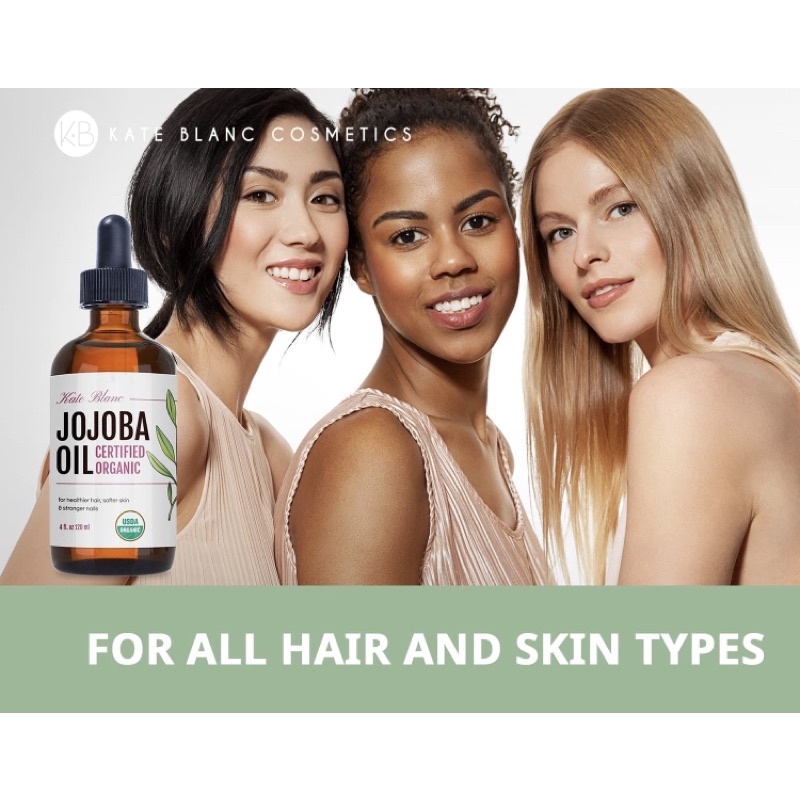 Tinh dầu dưỡng da jojoba organic 100% thuần khiết Jojoba Oil Kate Blanc Cosmetic 120ml USA
