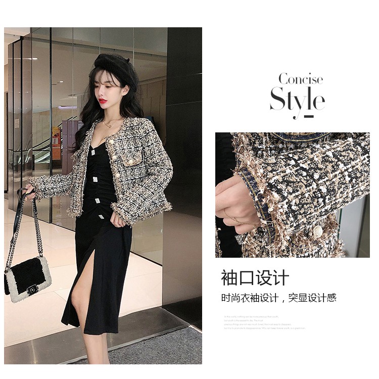 Áo khoác dạ tweed ngắn sang chảnh thời trang