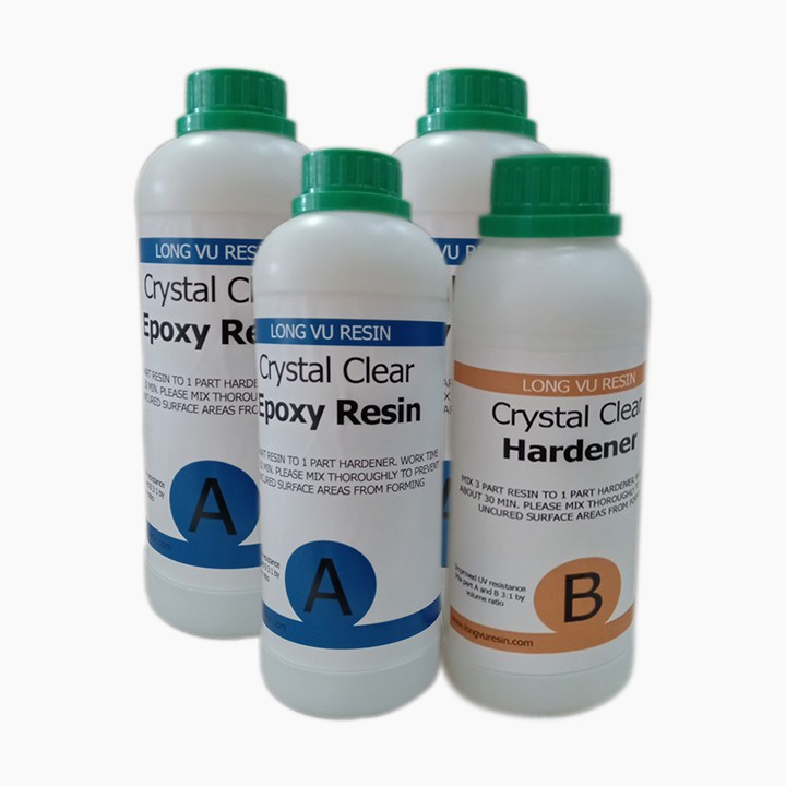 Keo Epoxy Trong Suốt Loại Tốt - Bộ 4KG - Crystal Clear Epoxy Resin LRAB312 - LONG VU RESIN