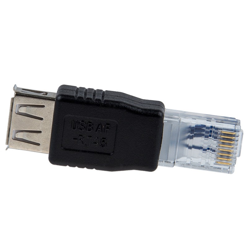 Female USB A to Male Ethernet RJ45 Plug Adapter New