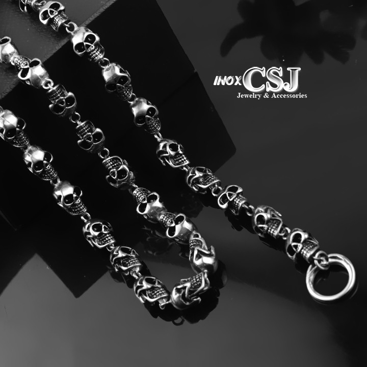 DÂY CHUYỀN ĐẦU LÂU, VÒNG CỔ ĐẦU SỌ INOX NAM DN170 - inox cao cấp không đen, không gỉ - đẳng cấp dân chơi