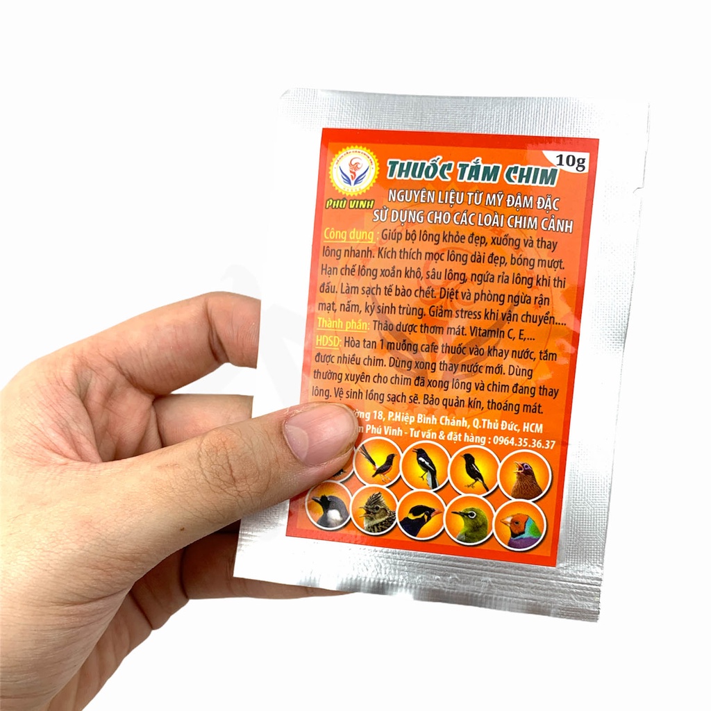 10G Thuốc Tắm Chim Phú Vinh Dành Cho Các Loại Chim Cảnh