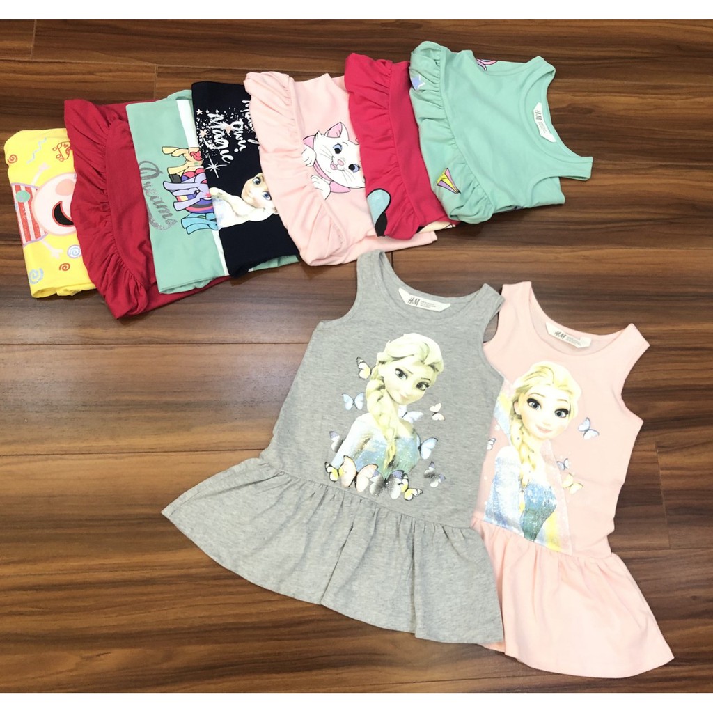 Lẻ size Sale Váy Elsa,Pony,Mickey,Peppa cho bé gái 2-10 tuổi của H&M cotton mềm mát