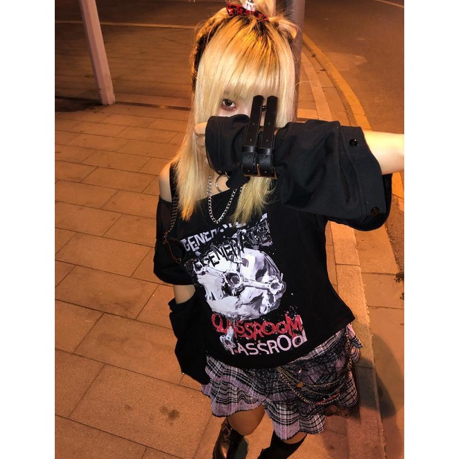 Áo Thun Nữ y2k Millennium Fallen Phong Cách Punk Millennium y2k