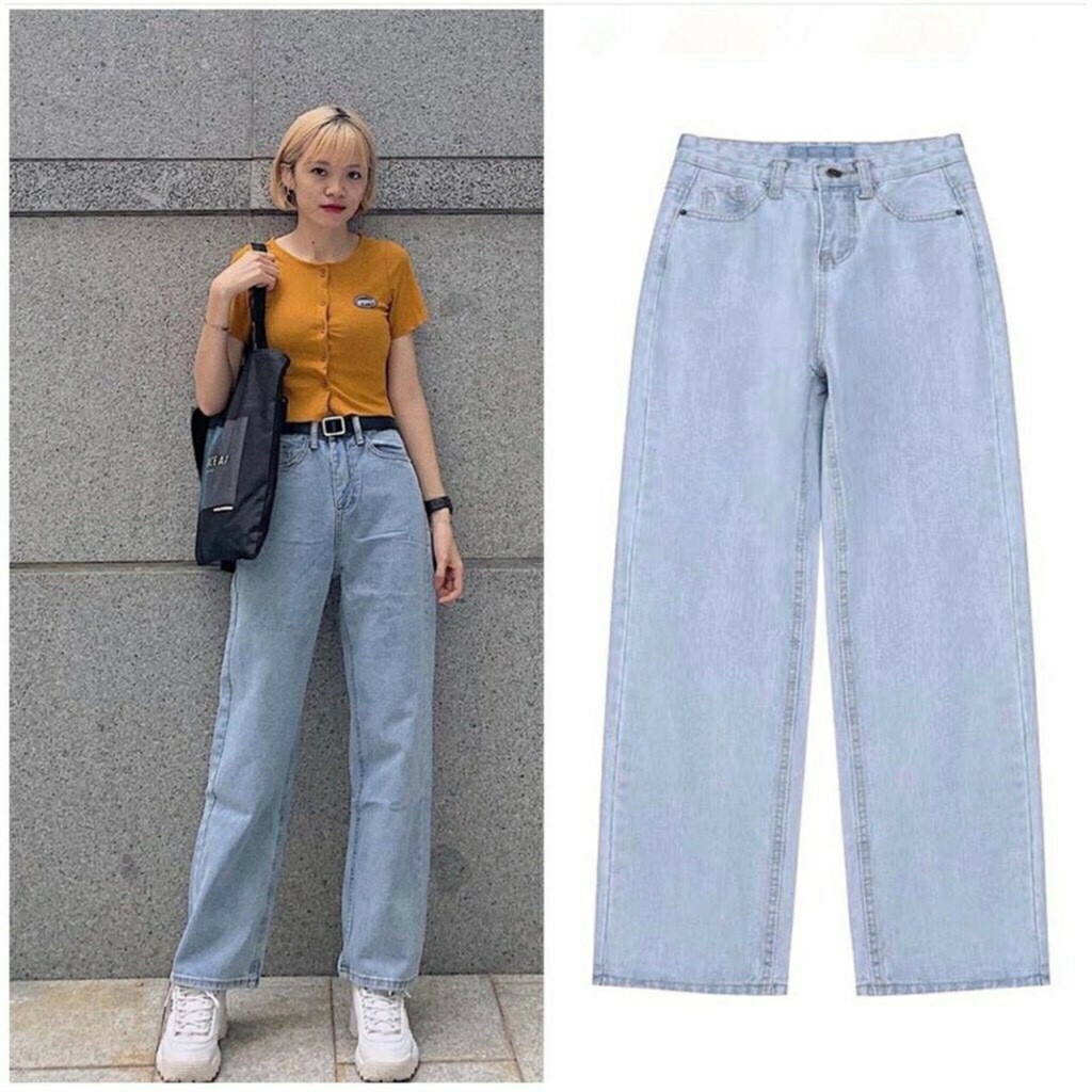 QUẦN JEAN ỐNG RỘNG NỮ LƯNG CAO MÀU XÁM CẠP CHỈNH EO CÁ TÍNH SIÊU THỜI THƯỢNG HOT PHONG CÁCH BB JEANS ỐNG RỘNG