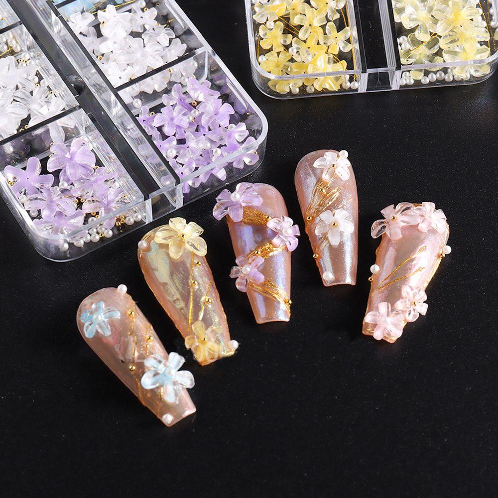 OCEANMAP Hạt Kim Loại Hình Hoa Đính Móng Tay Trang Trí Thời Trang DIY