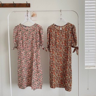 Váy hoa nhí lụa hàn vintage hàn quốc