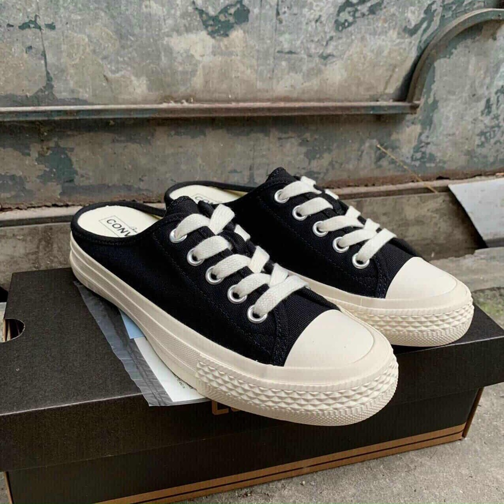 Giày sục thể thao nữ 𝗖𝗼𝗻𝘃𝗲𝗿𝘀𝗲 1970s màu đen 💥 Giày sneaker nữ đạp gót cv 1970s cao cấp full box