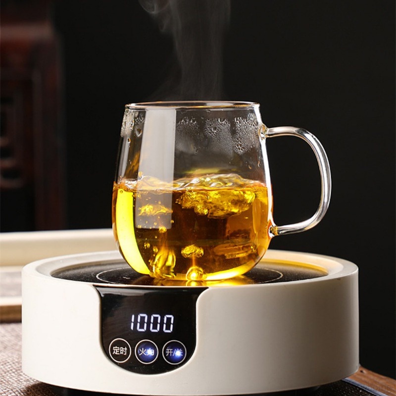 Bộ Cốc Thủy Tinh Dày Chịu Nhiệt Có Nắp Lọc Trà Hoa Có Nắp Đậy Cho Văn Phòng