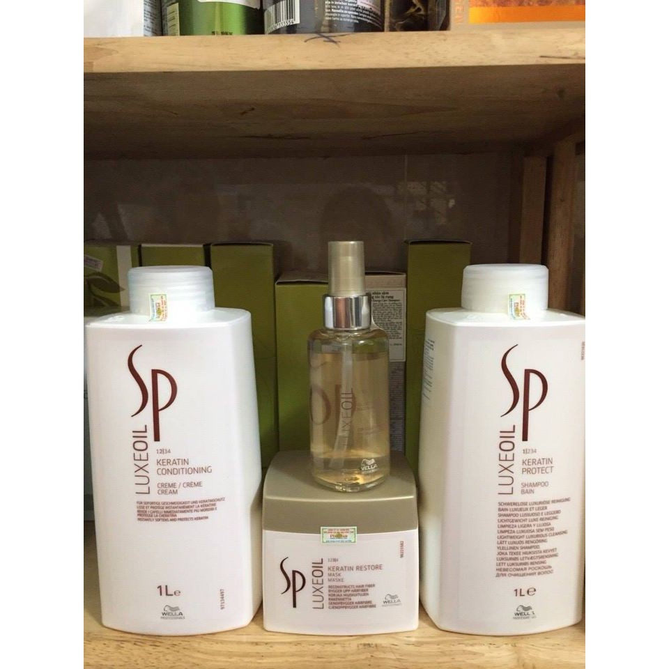 Dầu gội, dầu xả, hấp dầu, tinh dầu và xịt dưỡng Sp Luxeoil Keratin Protect 1000ml dành cho tóc khô xơ, hư tổn