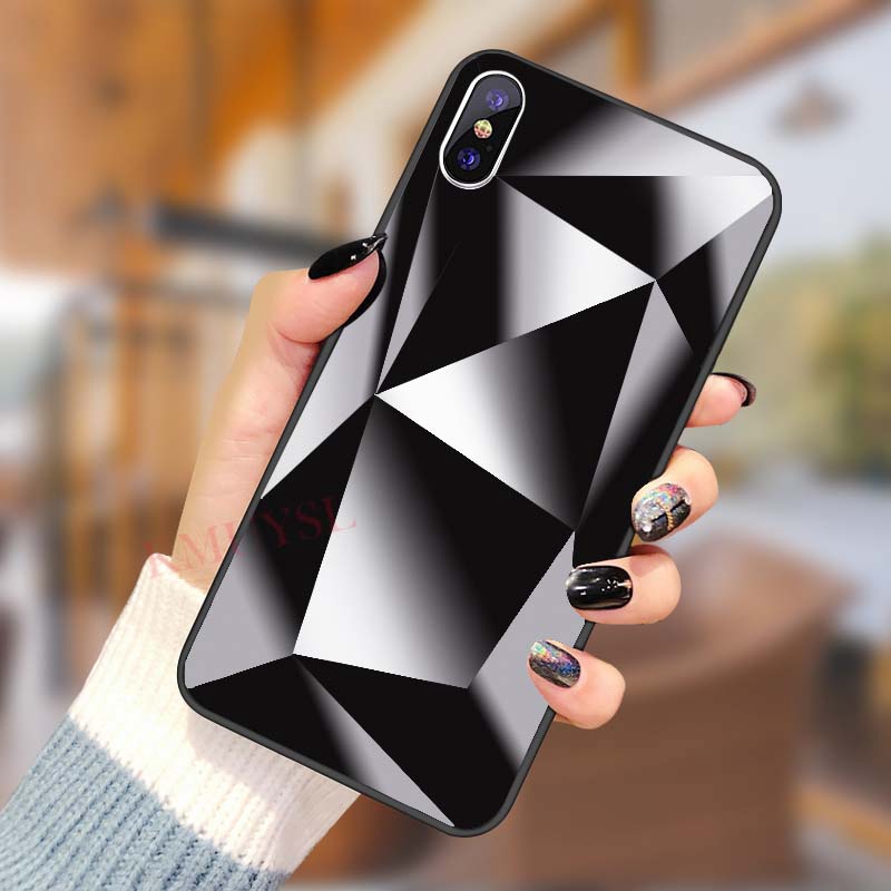 Ốp điện thoại tráng gương họa tiết vân kim cương 3D sang trọng choCompatible for iPhone 6 6S 7 8 Plus X XS XR XsMax 11 12 SE 2020 SE2