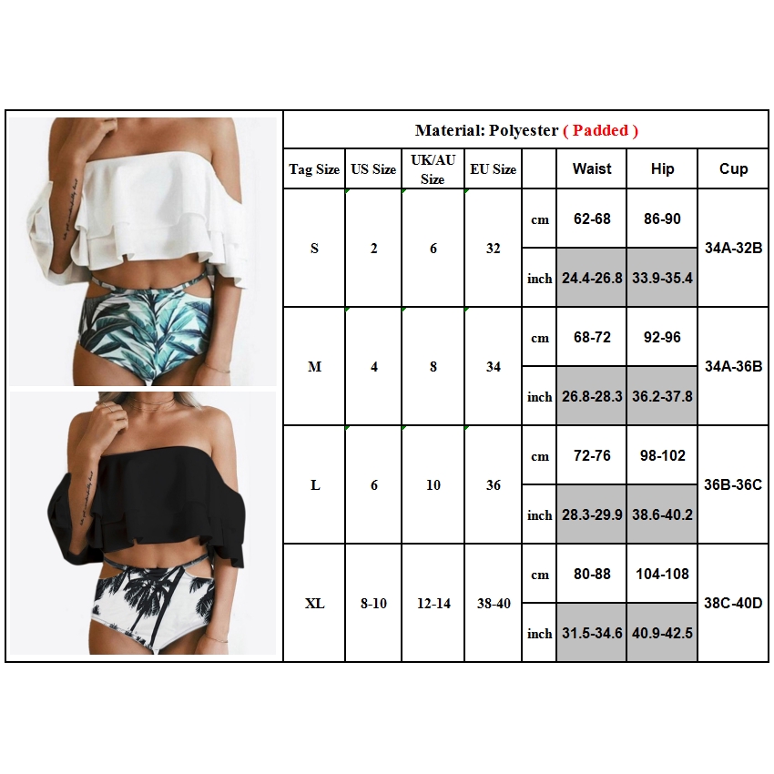 Bikini trễ vai phối bèo hoạ tiết hoa cho phái nữ