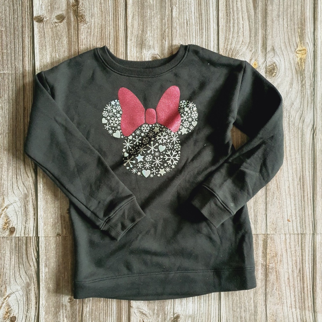 [6y] áo nỉ bông dài tay thu đông dày dặn cho bé gái màu đen Disney Mickey