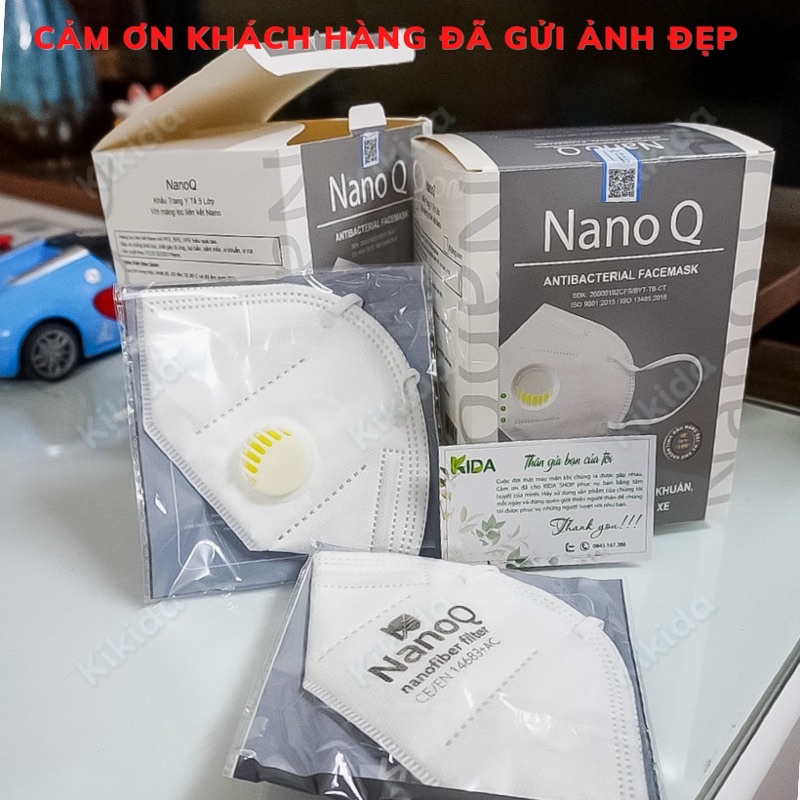 Khẩu trang N95 có van thở Nano Q 5 lớp chính hãng có màng lọc Nano tinh dầu bạc hà không hôi khi đeo