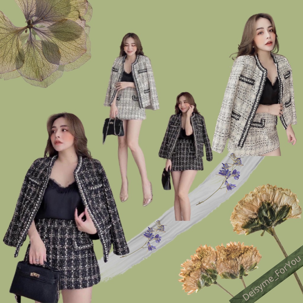 DAISY TWEED - Set dạ ngọc hai lớp thanh lịch, tiểu thư, thời trang cho mùa đông