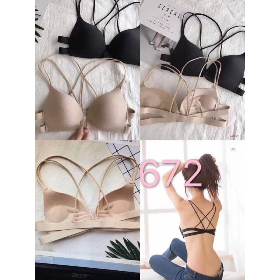 Áo bralette Su Đúc, Bra Cài Trước Bàn Tay Nâng Ngực Tạo Khe Dây Đan Chéo sexy _ AL06