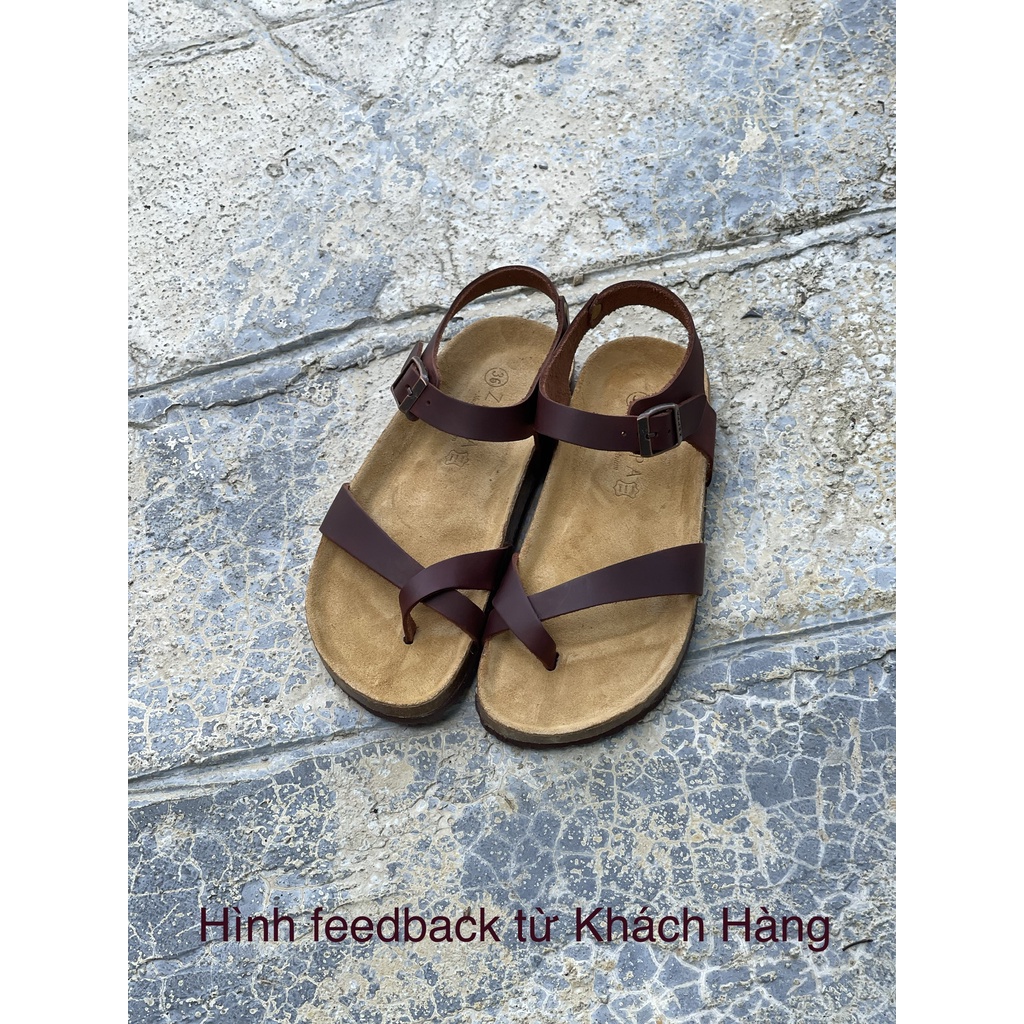 ZEPPA chính hãng - Da bò thật 100% - Sandal xỏ ngón chéo màu nâu MS: SN1 (Size: 35-43) - Sandal đế trấu da bò UNISEX