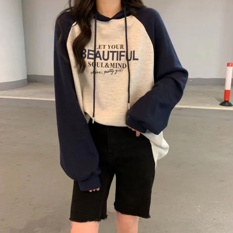 Áo Hoodie Tay Dài Dáng Rộng Chất Liệu Cotton Mỏng Plus Size Cho Nữ