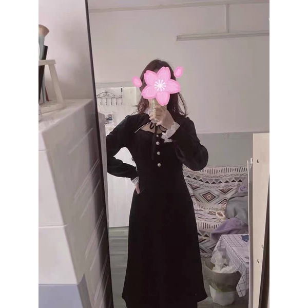 Váy nhung tiểu thư sang chảnh phong cách hàn quốc cho nữ -hàng chuẩn không phai hàng xưởng may lại