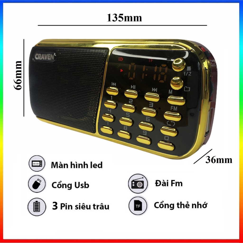 Combo Loa Đài Craven - Máy nghe nhạc mini Tắm Ngôn Ngữ Caraven CR 853/836s