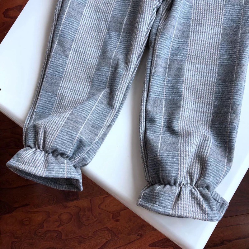 Quần dài bé gái 5-11 tuổi vải cotton lớp bông ấm áp