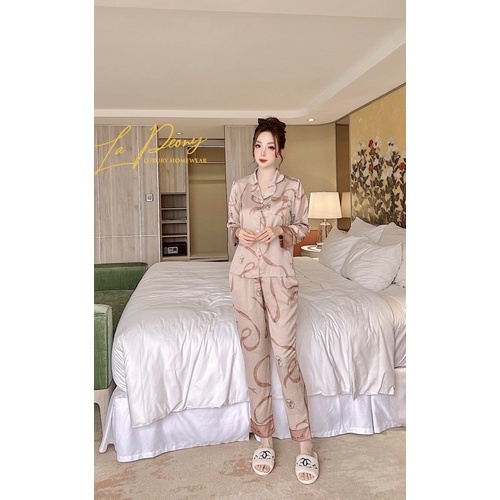 Bộ lụa hãng SAM - Lapeony áo dài tay quần dài bộ mặc nhà đẹp bộ pijama cao cấp