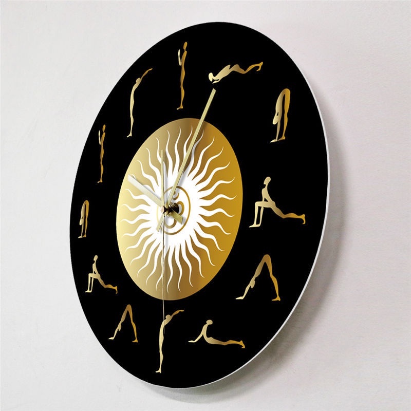 Đồng Hồ Treo Tường Mặt Nhám In Hình Yoga / Hành Động 12 Inch Bằng Acrylic Không Gây Tiếng Ồn Trang Trí Nhà Cửa