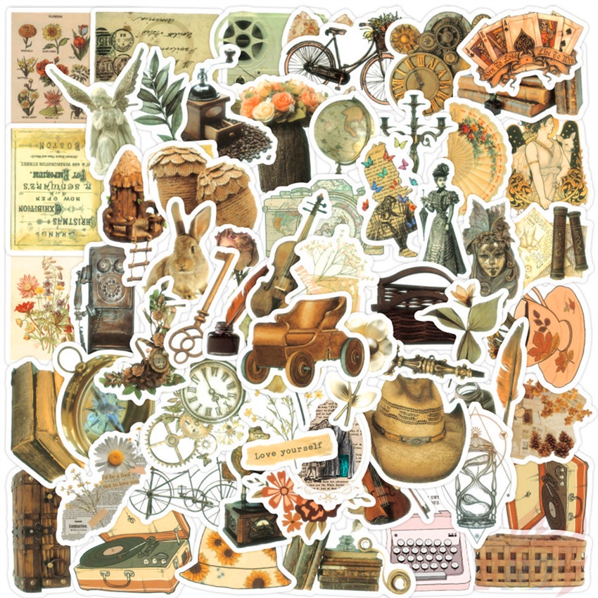 ❉ Thời Phục Hưng. Sticker Dán Trang Trí Phong Cách Retro Nghệ Thuật 03 ❉ Bộ 60 Miếng Dán Chống Thấm Nước Họa Tiết Vẽ Nguệch Ngoạc Thời