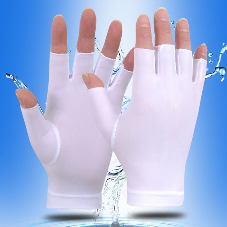 Găng tay chống nắng hở hai ngón bằng vải lụa lạnh mỏng thoáng khí phù hợp mùa hè cho nam nữ