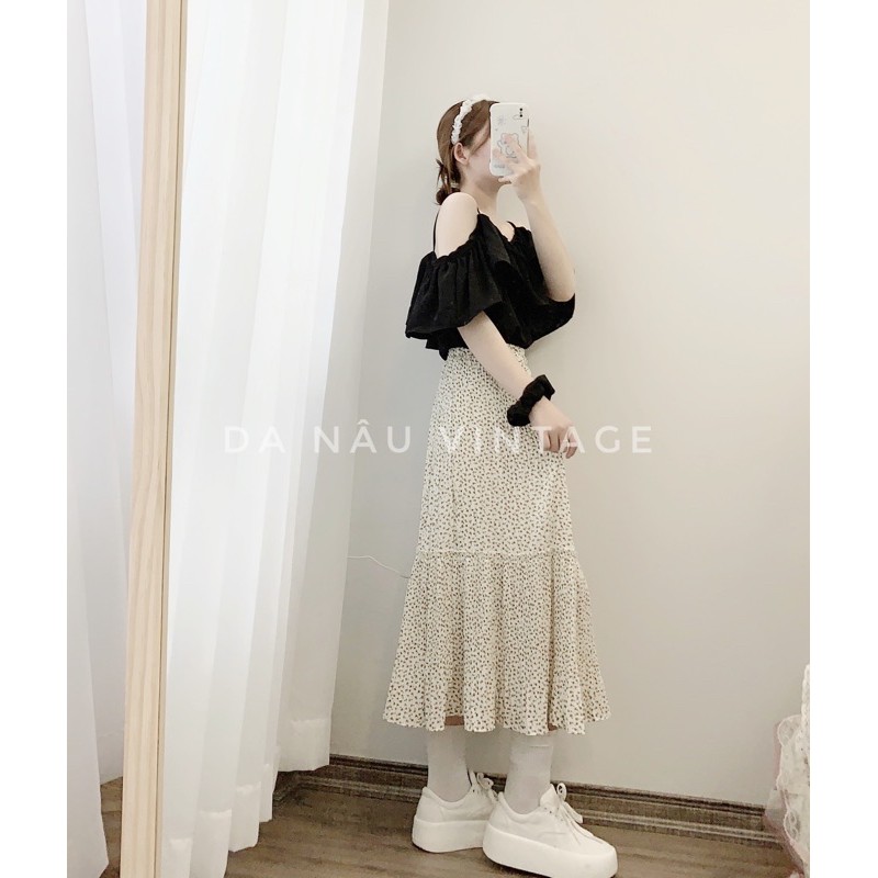 chân váy voan hoa nhí dáng dài dập ly nhiều màu hàng quảng châu phong cách ulzzang (ảnh shop chụp thật 100%) | BigBuy360 - bigbuy360.vn