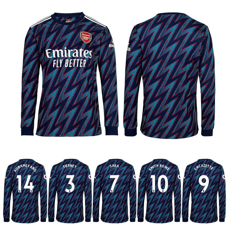 2022 Arsenal Fc. Áo Thun Bóng Đá Dài Tay Cho Fan Hâm Mộ Game Away Aubameyang Saka Lacazette