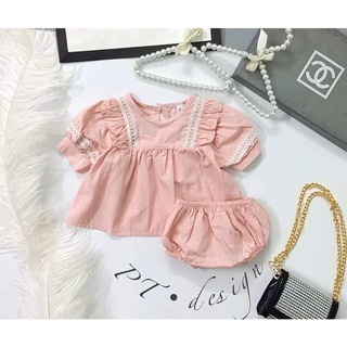 Bộ quần áo bé gái chất thô Hàn siêu xinh