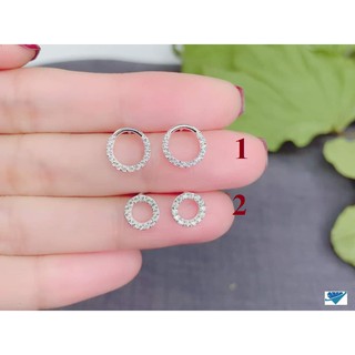 Khuyên tai tròn đính đá, khuyên tai bạc nữ hình tròn đính đá